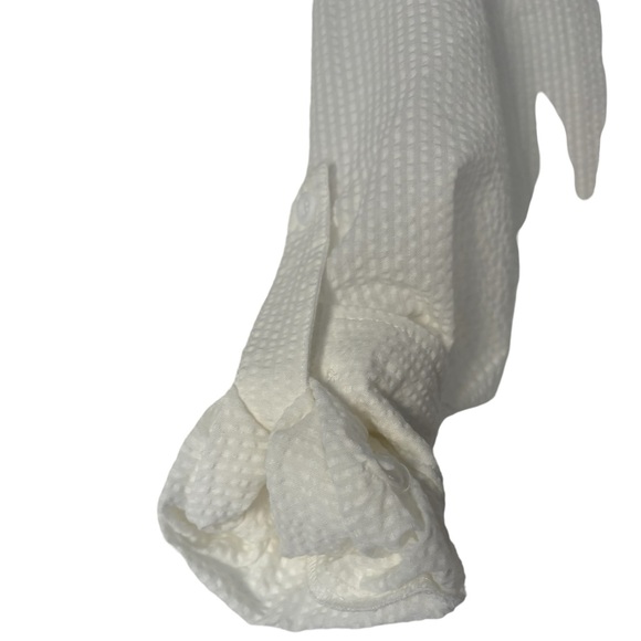 Karlywindow Men’s White Casual Henley Shirt Lightweight Gauze Top - Picture 6 of 10